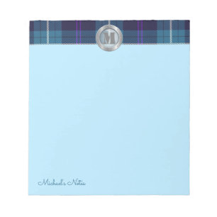 Custom Script Kariert Tartan Metallic Steel Monogr Notizblock