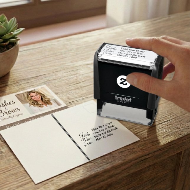 Custom Script Lash Brow Studio Name Address Phone Permastempel (Von Creator hochgeladen)