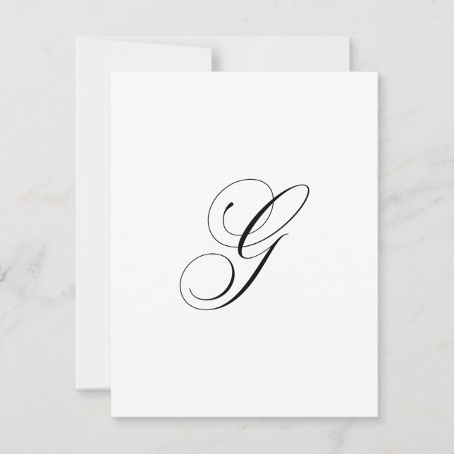 Custom Script Monogram "G" Mitteilungskarte (Vorderseite)