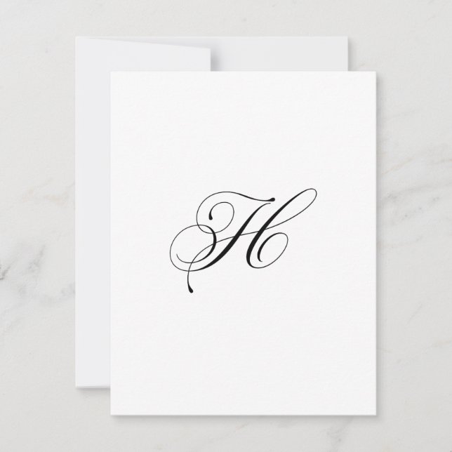 Custom Script Monogram "H" Mitteilungskarte (Vorderseite)