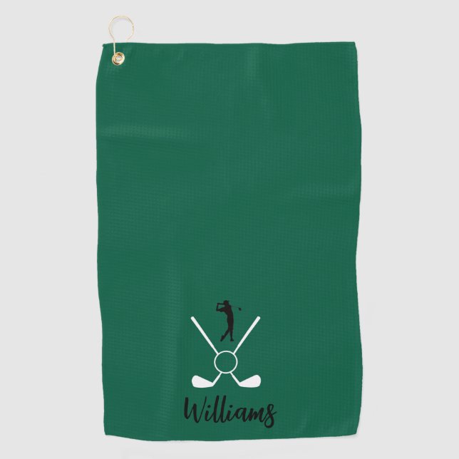 Custom Script Name Golf Clubs Navy Blue Golf Golfhandtuch (Vorderseite)