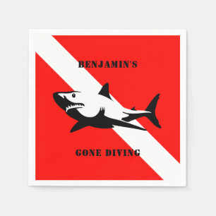 Custom Scuba Diving Flag and Shark Serviette