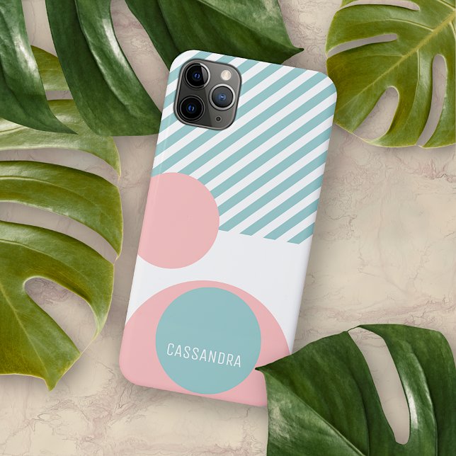Custom Sea Blue Green Blush Pink Circles Art Case-Mate iPhone Hülle (Von Creator hochgeladen)