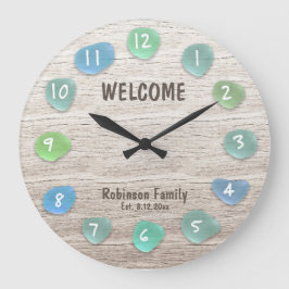 Custom Sea Glass Beach Driftwood Große Wanduhr