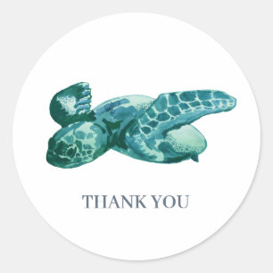 Custom Sea Turtle Painting Vielen Dank Runder Aufkleber