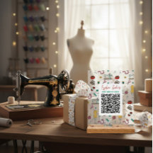 Custom Seamstress Tools QR Code Business Sign