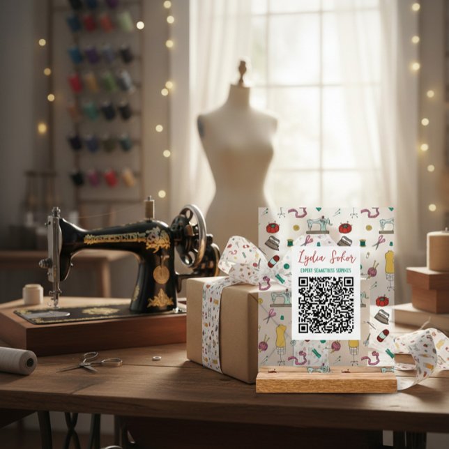 Custom Seamstress Tools QR Code Business Sign Acrylschild (Von Creator hochgeladen)