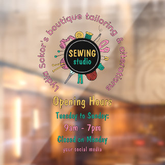 Custom Seamstress Tools QR Code Window Cling Fensteraufkleber