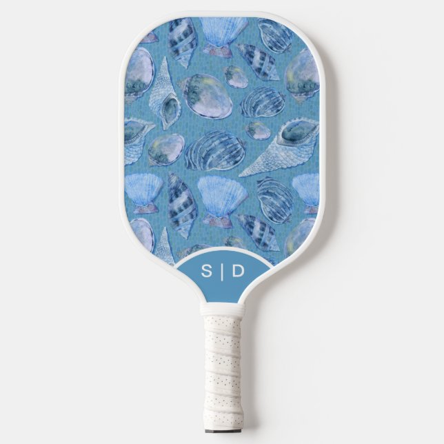 Custom Seashells Blue Ocean Sands Pickleball Schläger (Vorderseite)