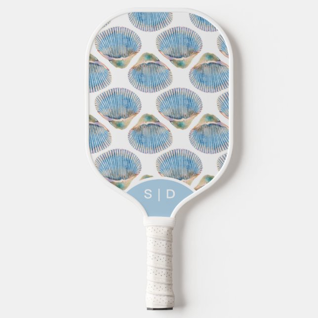 Custom Seashells Blue Pickleball Schläger (Vorderseite)