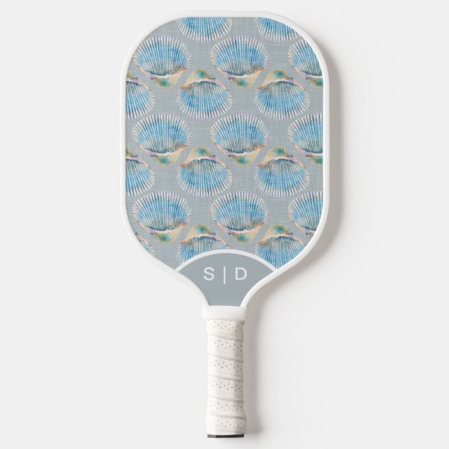 Custom Seashells Gray Pickleball Schläger (Vorderseite)