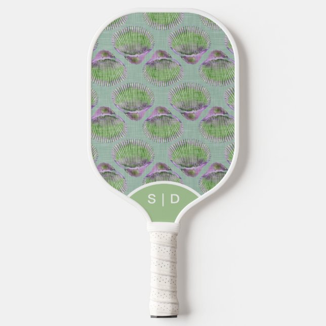 Custom Seashells Retro Green Pickleball Schläger (Vorderseite)