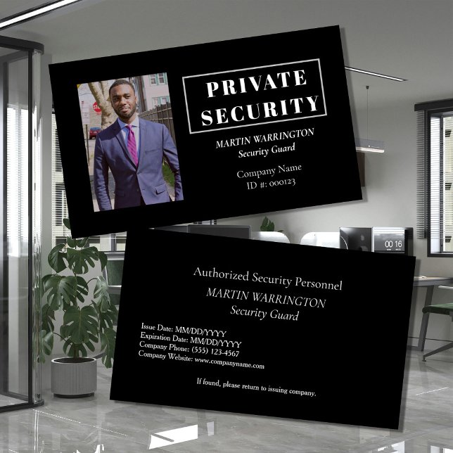 Custom Security Guard ID Photo Black Badge | Profe Visitenkarte (Von Creator hochgeladen)