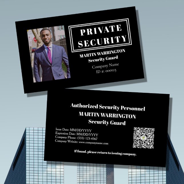 Custom Security Guard ID Photo Black Badge | Profe Visitenkarte (Von Creator hochgeladen)