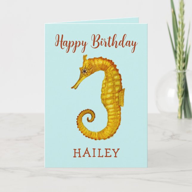 Custom Seepferd Happy Birthday Card Karte (Vorderseite)