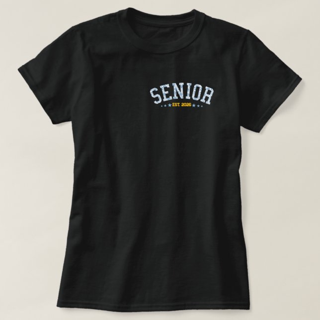 Custom Senior Class Of 2026 Graduation Blue Floral T-Shirt (Design vorne)