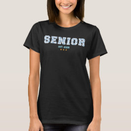 Custom Senior Class Of 2026 Graduation Blue Floral T-Shirt