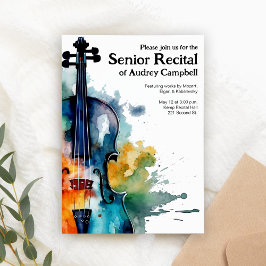 Custom Senior Violin Erwägungsgrund Musik Thema Einladung