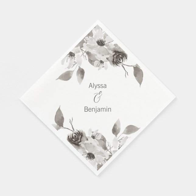 Custom Sepia toned Wedding Napkin Serviette (Ecke)