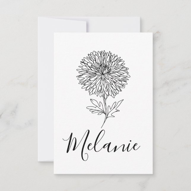 Custom September Aster Birth Blume Geschenk für di Dankeskarte (Vorderseite)