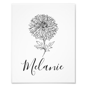 Custom September Aster Birth Blume Geschenk für di Fotodruck