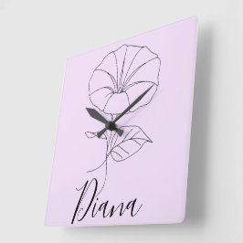 Custom September Morning Glory Birth Blume Geschen Quadratische Wanduhr