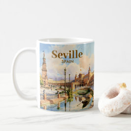 Custom Seville Spain Plaza de Espana Watercolor Kaffeetasse