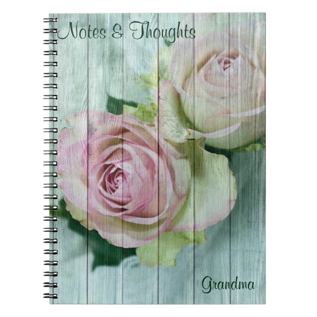 Custom, Shabby Chic Pink Roses, Notebook Journal Notizblock (Vorderseite)
