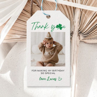 Custom Shamrock Birthday Thank You Photo  Geschenkanhänger