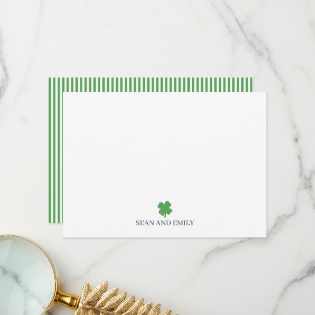 Custom Shamrock Painting Irish Stationary Dankeskarte (Vorderseite/Rückseite Beispiel)