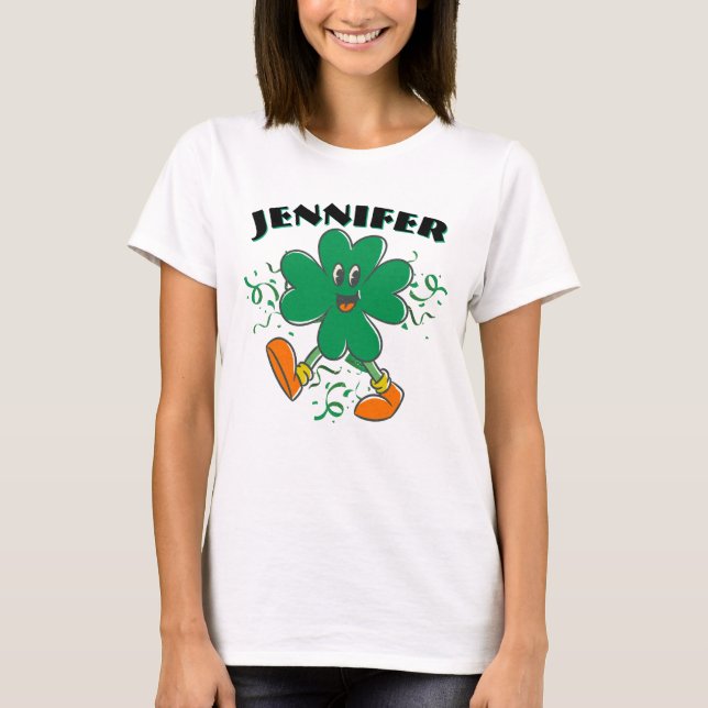 Custom Shamrock, Personalized firstName St Patrick T-Shirt (Vorderseite)