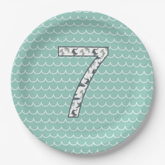 Custom Shark Birthday Plate | 7. Geburtstag | Ozea Pappteller