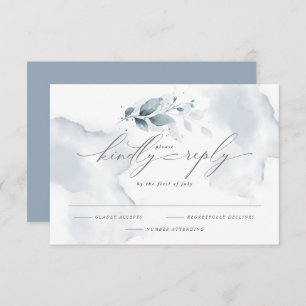 Custom Shelby UAWG Watercolor Foliage Dusty Blue RSVP Karte