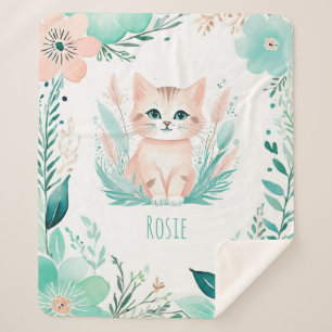 Custom Sherpa Baby Blanket - Boho Kitten Design Sherpadecke