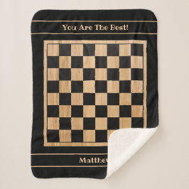 Custom Sherpa Blankton Chessboard Design Schwarz Sherpadecke