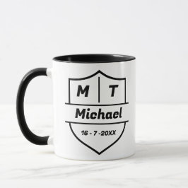 Custom Shield Name Date and Initials Tasse