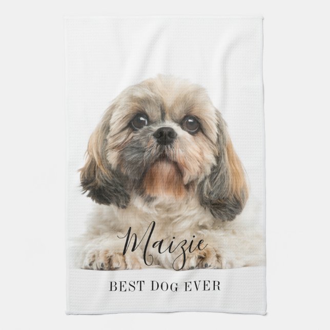 Custom Shih Tzu Dog Personalisiert Pet Foto Geschirrtuch (Vertikal)