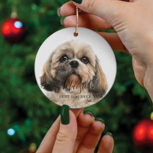 Custom Shih Tzu Dog Personalisiert Pet Foto Keramik Ornament