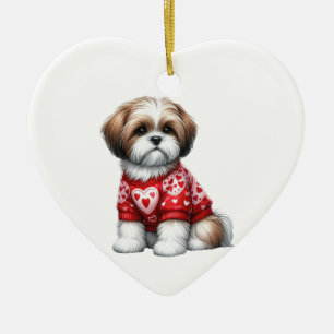 Custom Shih Tzu Dog Valentine Keramik Ornament
