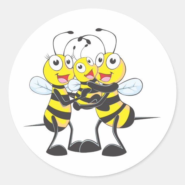Custom Shirts : Happy Vater Mama Baby Bee Shirts Runder Aufkleber (Vorderseite)