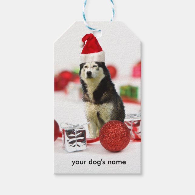 Custom Siberian Husky Weihnachtsgeschenk Tag Geschenkanhänger (Vorderseite)