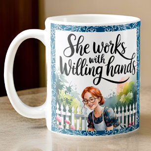 Custom Sie arbeitet mit Willing Hands Christliche Kaffeetasse