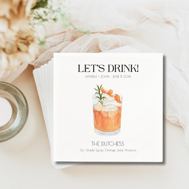 Custom Signature Cocktail Wedding Napkins  Serviette (Custom Signature Cocktail Wedding Napkins)