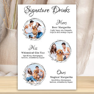 Custom Signature Drinks 3 Foto Dog Pet Hochzeit Poster