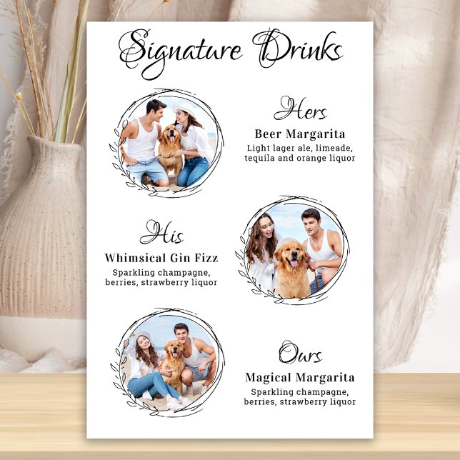 Custom Signature Drinks 3 Foto Dog Pet Hochzeit Poster (Von Creator hochgeladen)