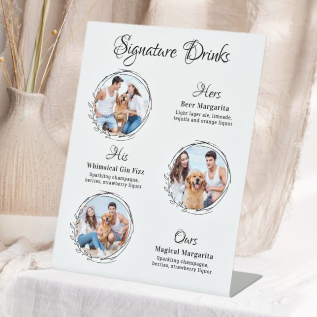 Custom Signature Drinks 3 Foto Dog Pet Hochzeit Sockelschild (Von Creator hochgeladen)