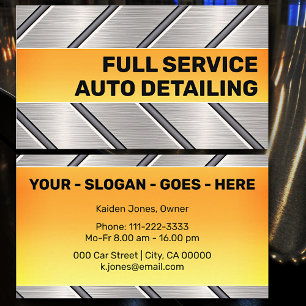 Custom Silver Bright Orange Car Service Cool Visitenkarte