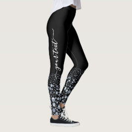 Custom Silver Diamond Glitzer Blende Kristall Leggings