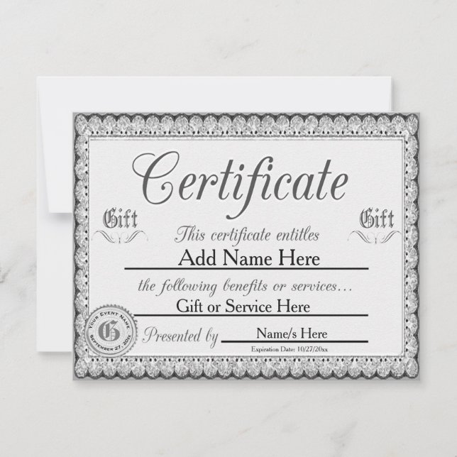 Custom Silver Gift Certificate for Invasion Einladung (Vorderseite)