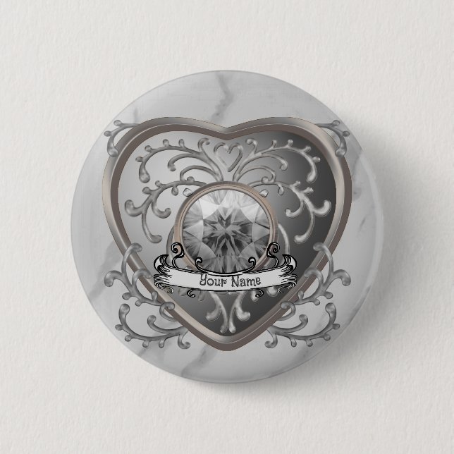 Custom Silver Jewel Fairy Heart Button (Vorderseite)